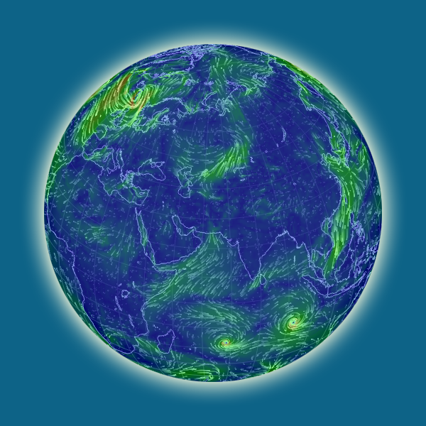 погода,Земля,статистика,Big Data, В сети опубликовали занимательную карту ветров планеты Земля